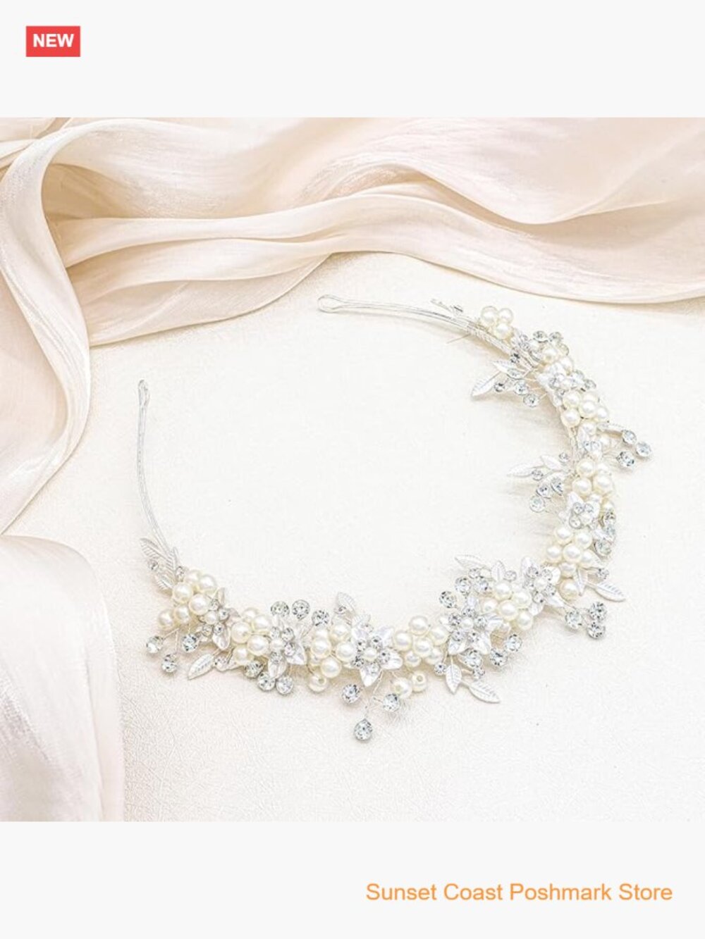 Wedding Headband Tiara Rhinestone Crystal Flower Leaves Hair Accessory
